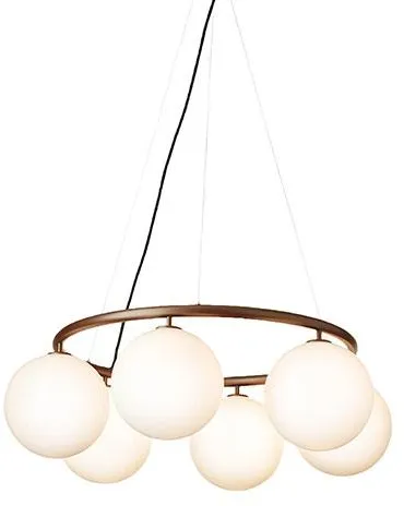 Nuura Miira 6 Sirkulær Lysekrone Mørk Bronse/Opalhvit