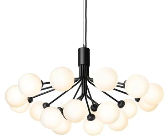 Nuura Apiales 18 Lysekrone Svart og Opalglass